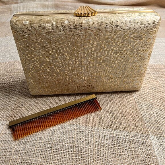 True Vintage Regency Mobwife Coastal Grandmother Preppy Bridal Clutch & Comb Set - Picture 10 of 10